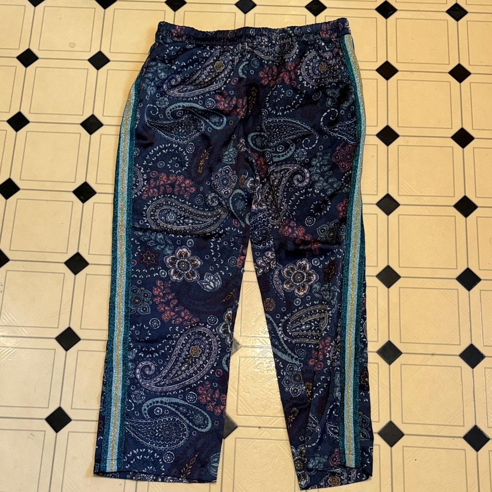 Secret Treasures Paisley Pants with Blue and Gold Stripes